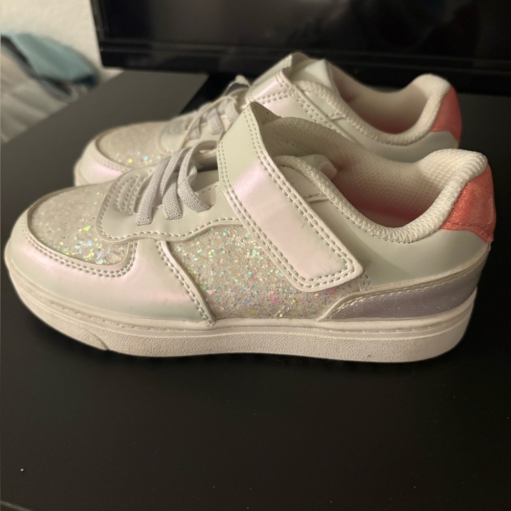 Cat & Jack Glittery White and Pink Kids Sneakers